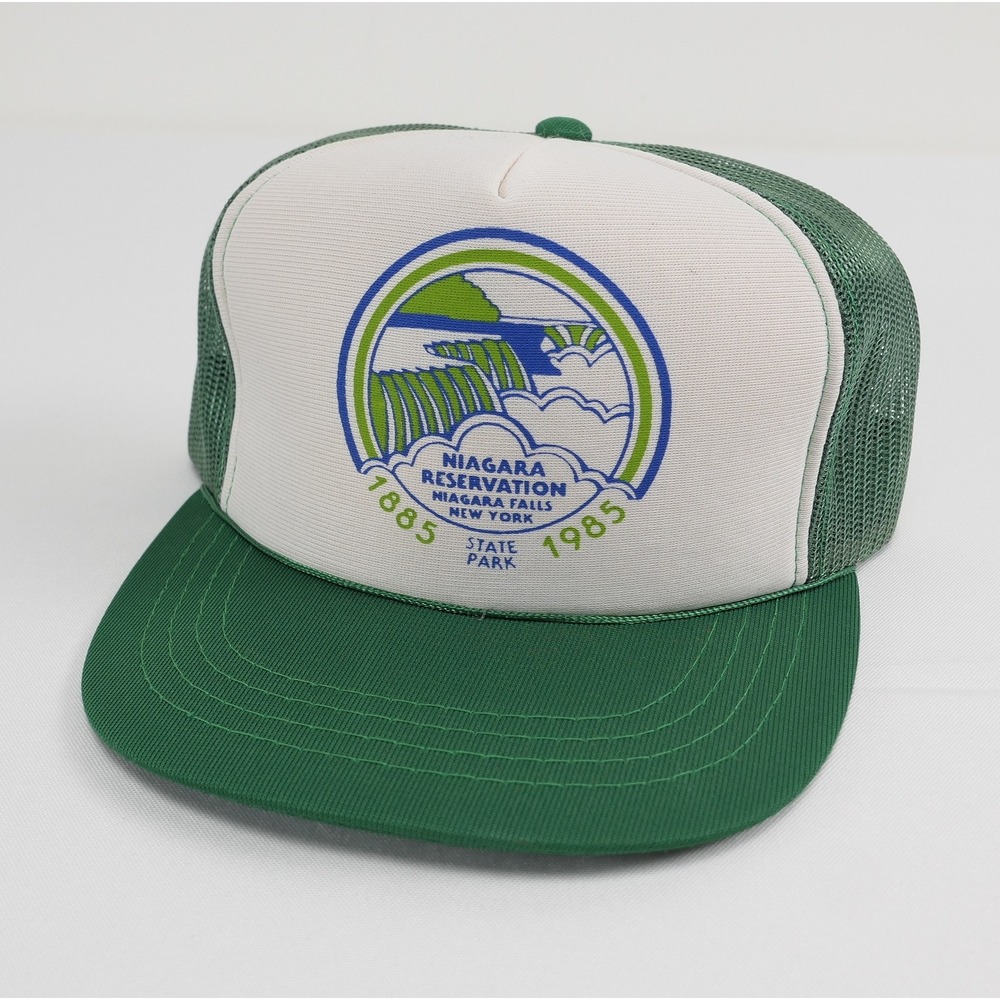 VTG Niagara Reservation State Park 1885-1985 Trucker Hat Green Snapback NY 80s